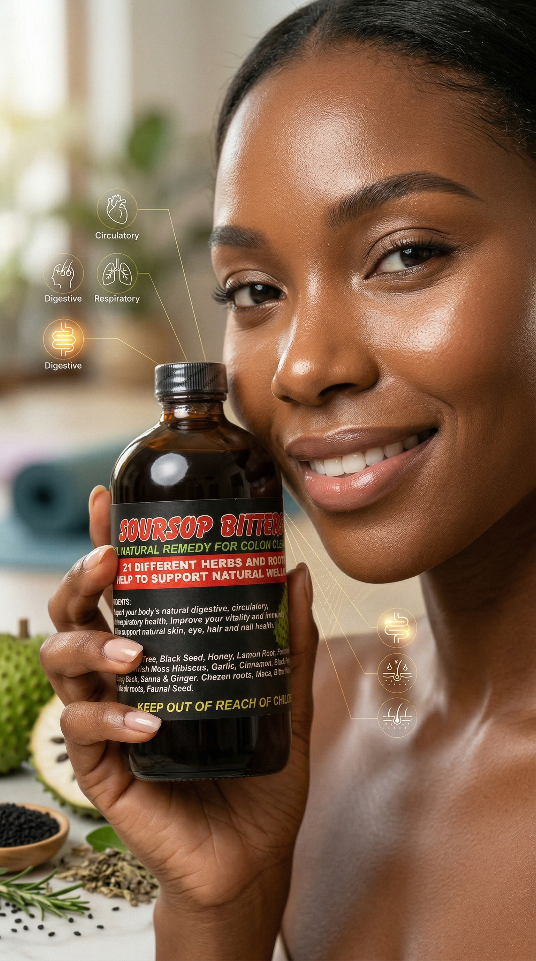 Hands holding LYF'TD wellness tonic